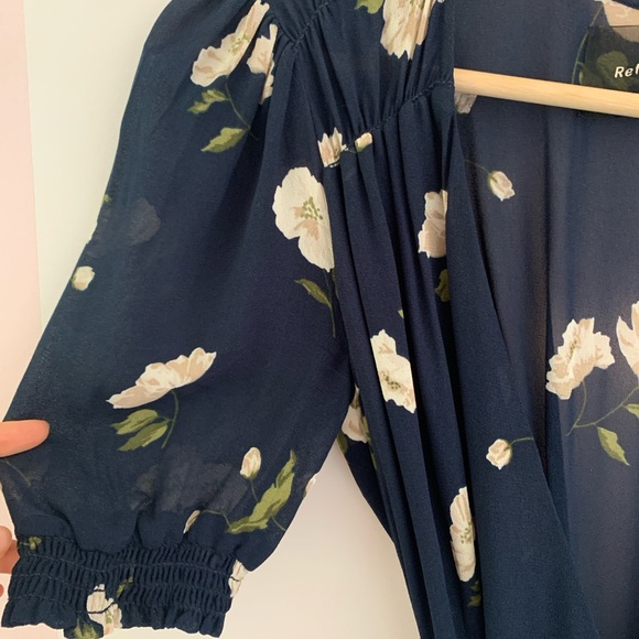Reformation Layley Dress S Navy with Floral Patterns - Picture 5 of 10